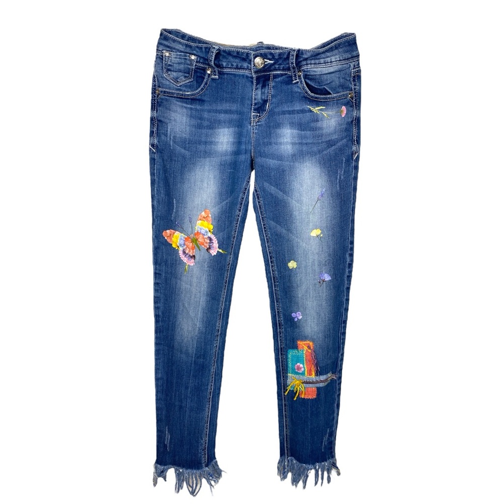Floral Butterfly Patchwork Jeans Sz: 6
